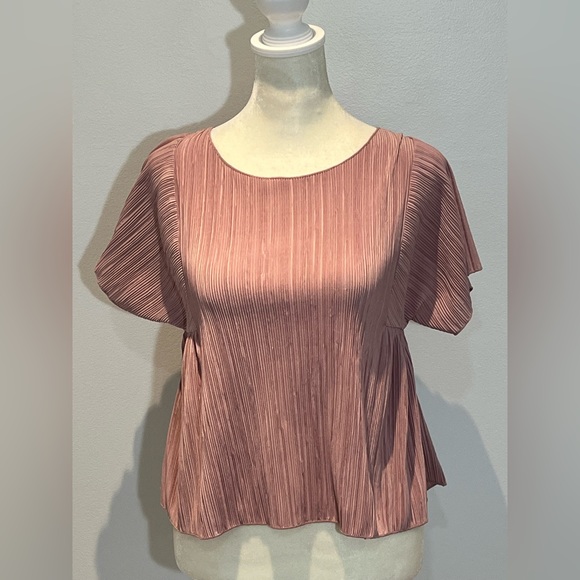 Madewell Texture And Thread Micropleat Top short sleeve Sz XXS Light Dusty Pink - Picture 4 of 13